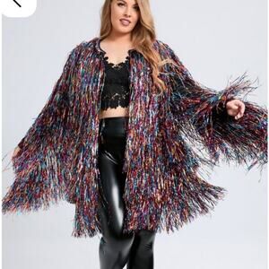 NWT XPlusWear Rainbow Tinsel Coat Taylor Swift Karma Eras Costume Festival Pride